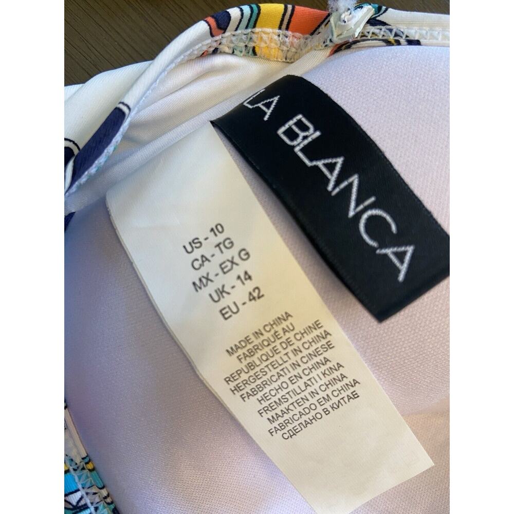 La Blanca Womens Size 10 Multicolored Over The Shoulder Wrap Bikini Swimsuit Top - Picture 3 of 4